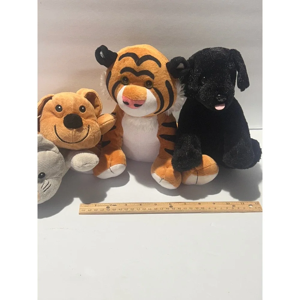4 Melissa & Doug Plush Animal Lot Tiger Black Lab Dog Puppy Kitten Stuffed Toys